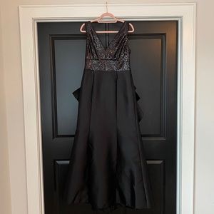 NWT Adrianna Papell Black Sequin Mikado Gown